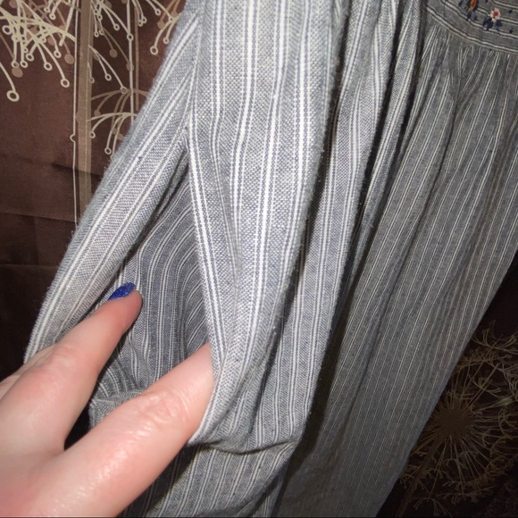 SOLD.  Polagram Midi Large L Dress Womens Country farmhouse farm Striped Lined - Picture 5 of 9